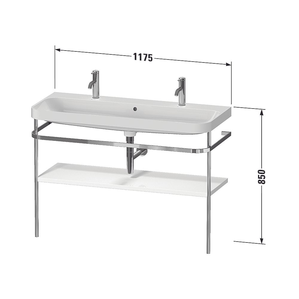 Duravit Happy D.2 Waschtisch-Set C-shaped Metallkonsole 490x1175x850mm, Graphi... DURAVIT-HP4849O80800000 4063382217776 (Abb. 2)