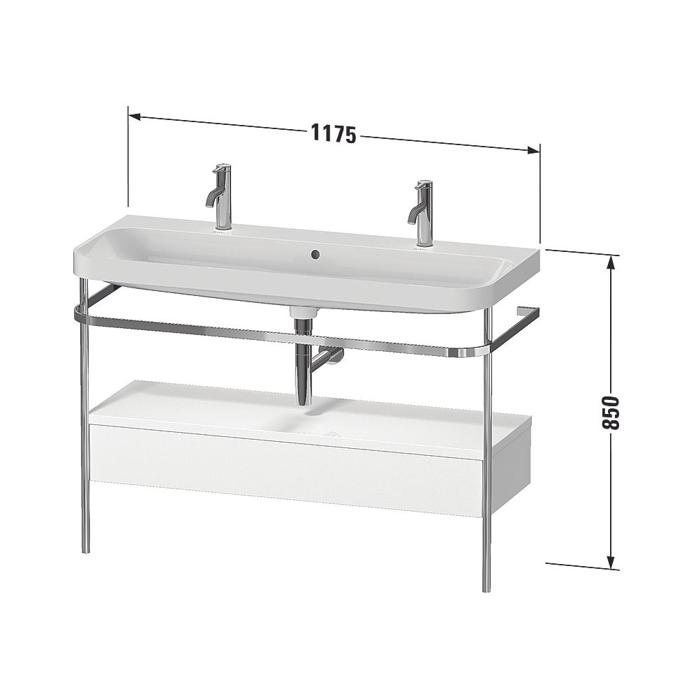 Duravit Happy D.2 Waschtisch-Set C-shaped Metallkonsole, SK Dekor, 490x1175x85... DURAVIT-HP4854O84840000 4067116029406 (Abb. 2)