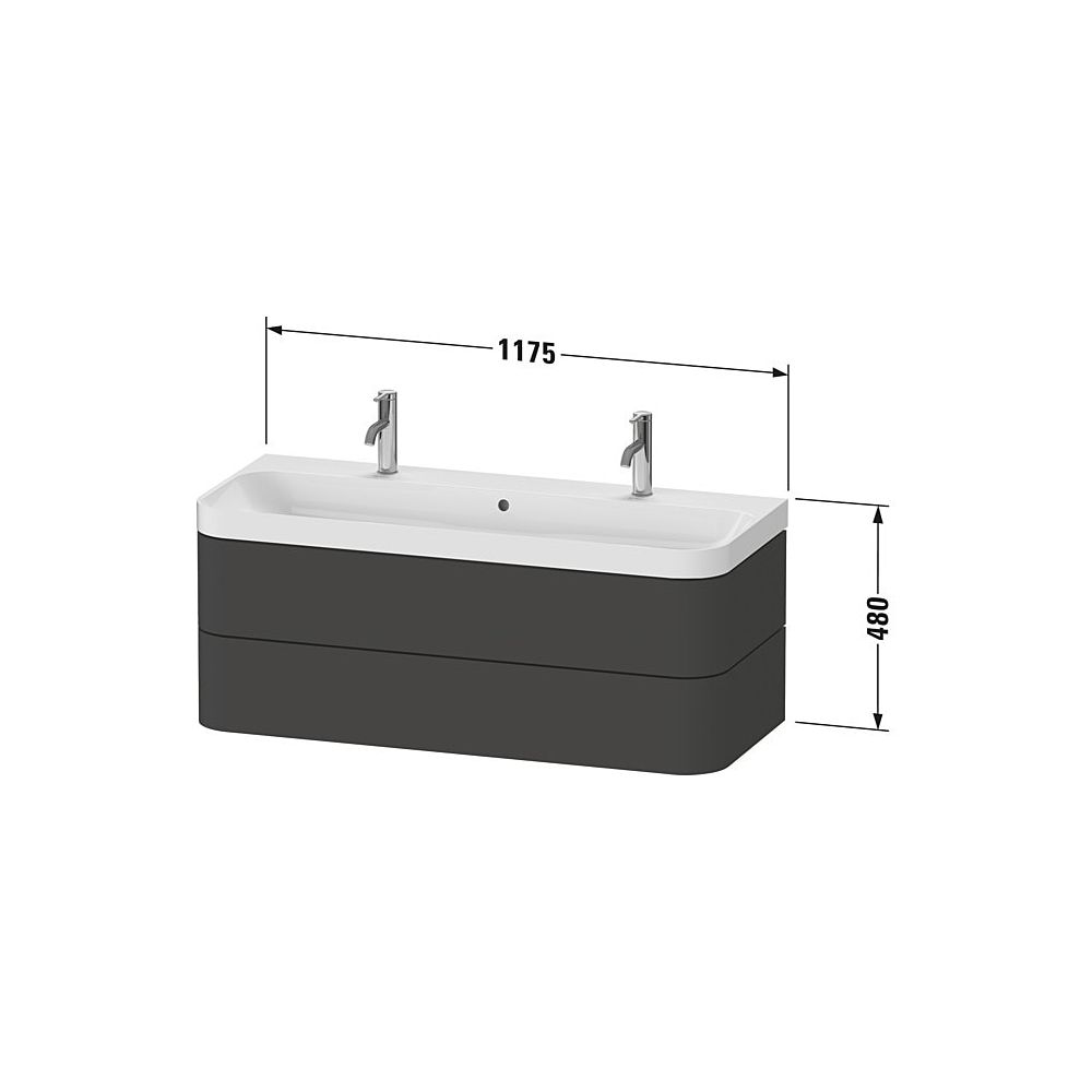 Duravit Happy D.2 Waschtisch-Set C-shaped wh Lack, 490x1175x480mm Steingrau Se... DURAVIT-HP4379O92920000 4063382215901 (Abb. 3)
