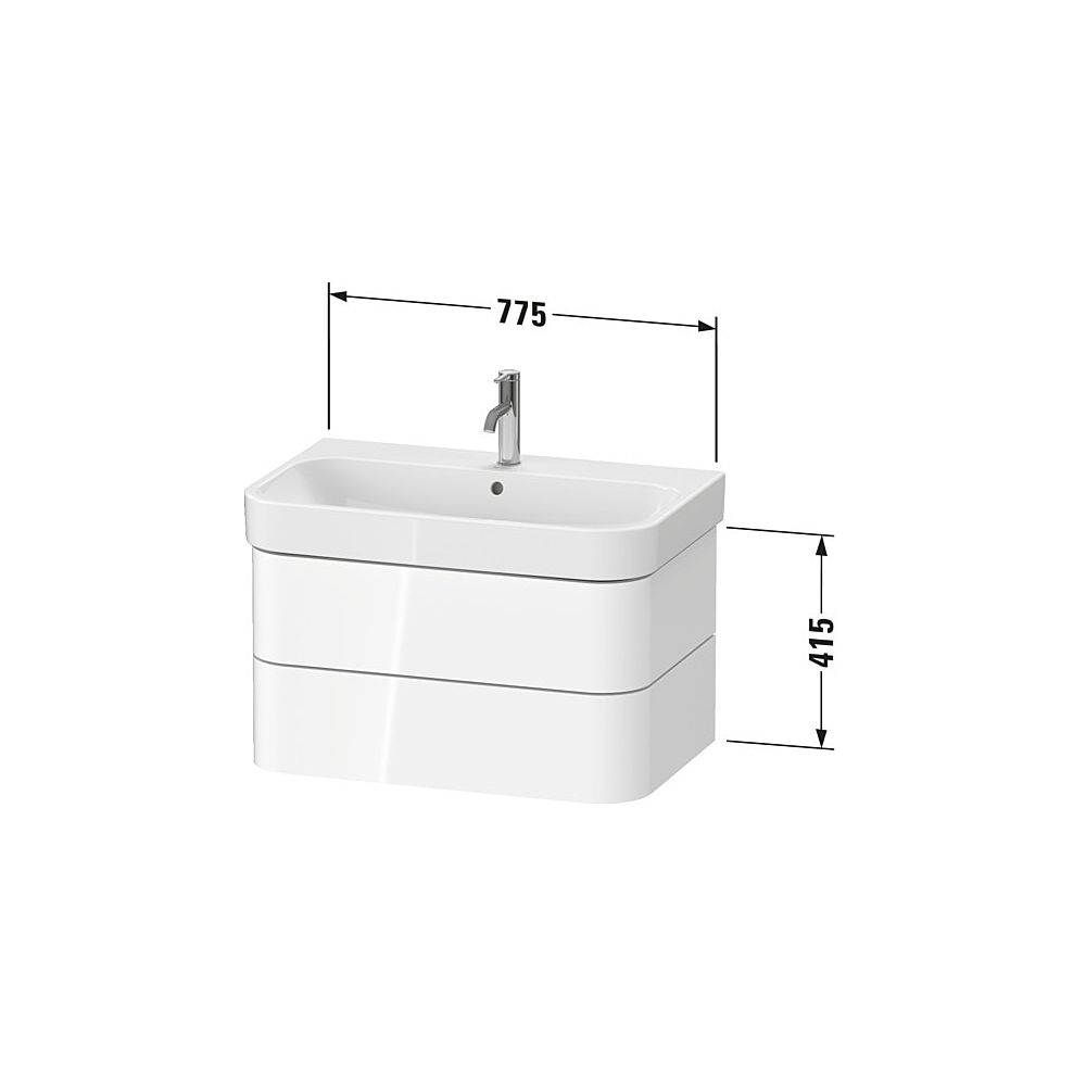 Duravit Happy D.2 Waschtischunterbau wandhäng. 490x775x415mm Weiß Seidenmatt, ... DURAVIT-HP4387036360000 4063382187192 (Abb. 3)