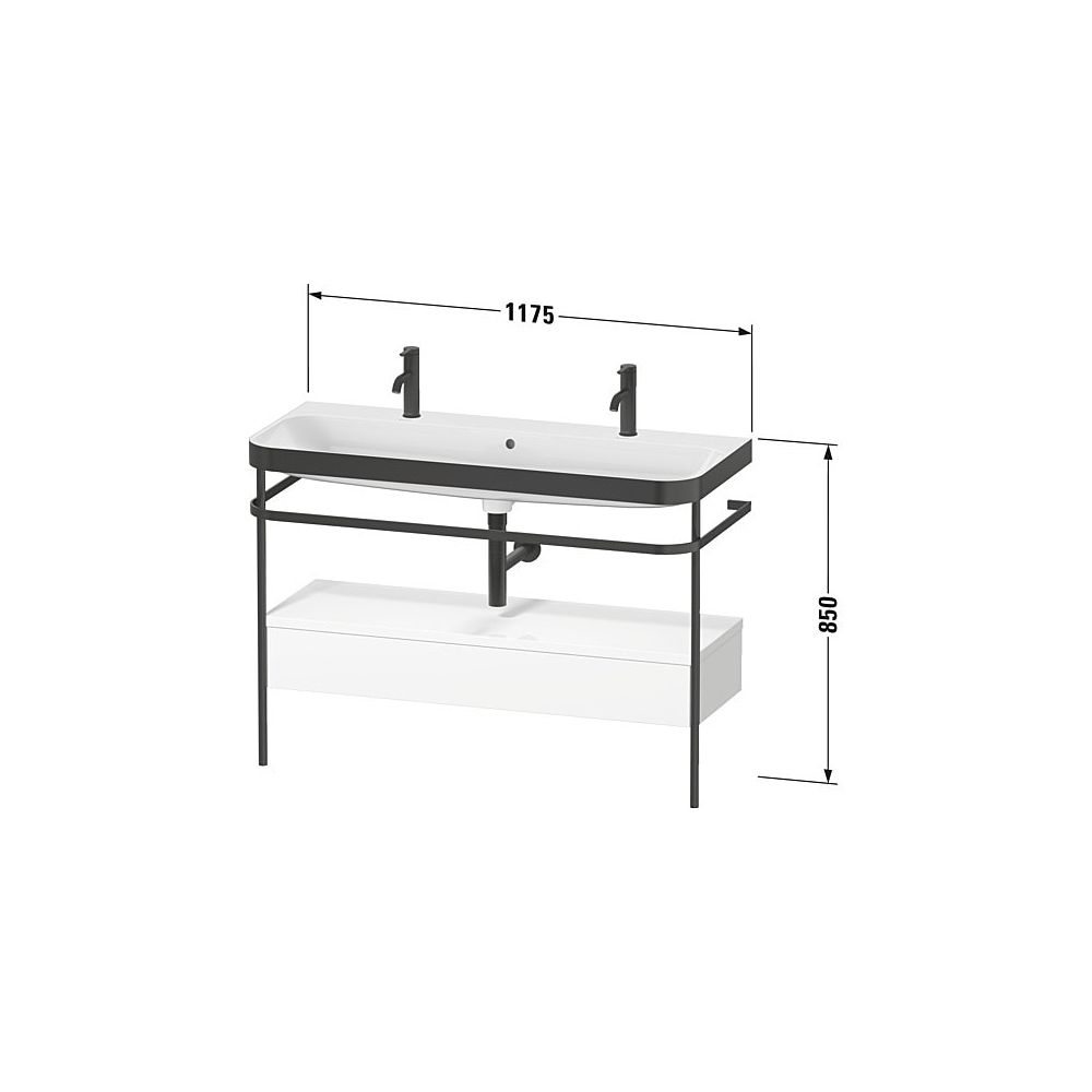 Duravit Happy D.2 Waschtisch-Set C-bonded Metallkonsole, SK Dekor, 490x1175x85... DURAVIT-HP4764O98980000 4063382213808 (Abb. 3)
