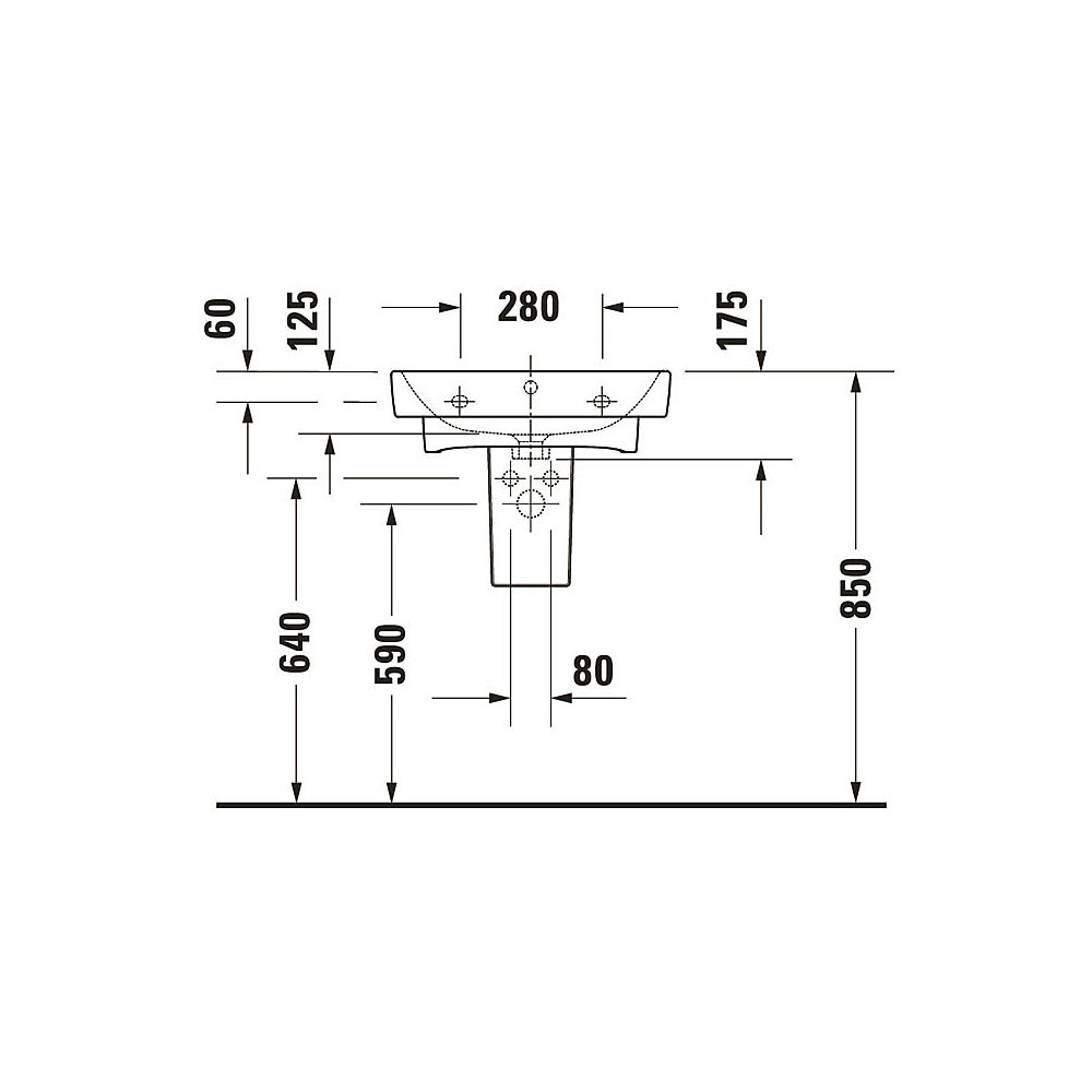 Duravit No.1 Waschtisch 460x550x175mm, Weiß Hochglanz, Rechteckig, 1 Waschplatz/HL... DURAVIT-2375550000 4063382180278 (Abb. 11)