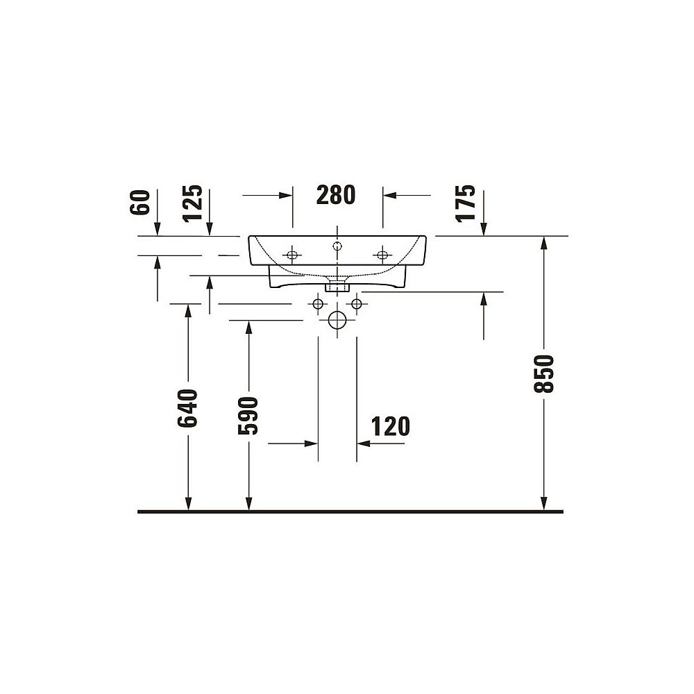 Duravit No.1 Waschtisch 460x550x175mm, Weiß Hochglanz, Rechteckig, 1 Waschplatz/HL... DURAVIT-2375550000 4063382180278 (Abb. 13)