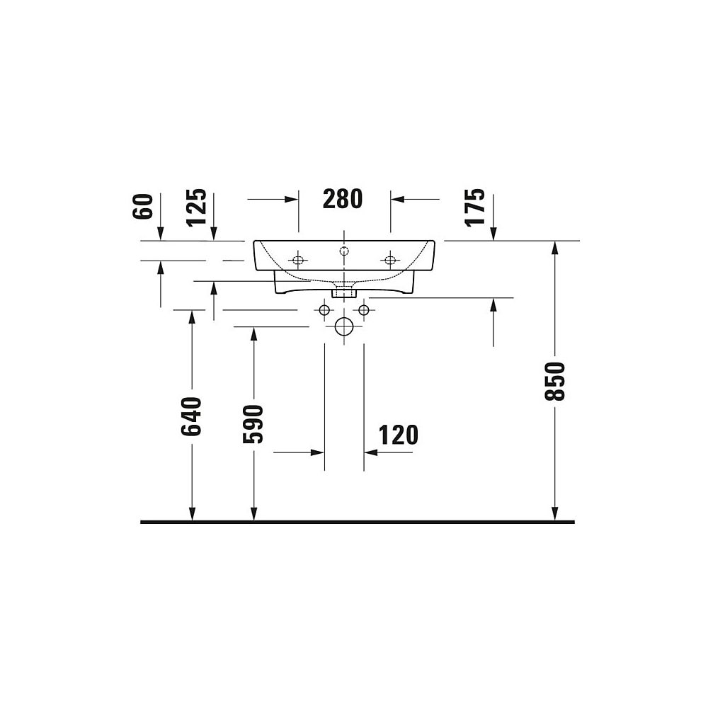 Duravit No.1 Waschtisch 460x550x175mm, Weiß Hochglanz, Rechteckig, 1 Waschplatz/HL... DURAVIT-2375550000 4063382180278 (Abb. 17)