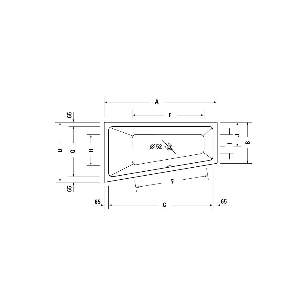 Duravit No.1 Whirlwanne Trapezförmig, Einbau L, 800x1500x480mm, Jet Project, ... DURAVIT-760504000JP1000 4063382185655 (Abb. 11)