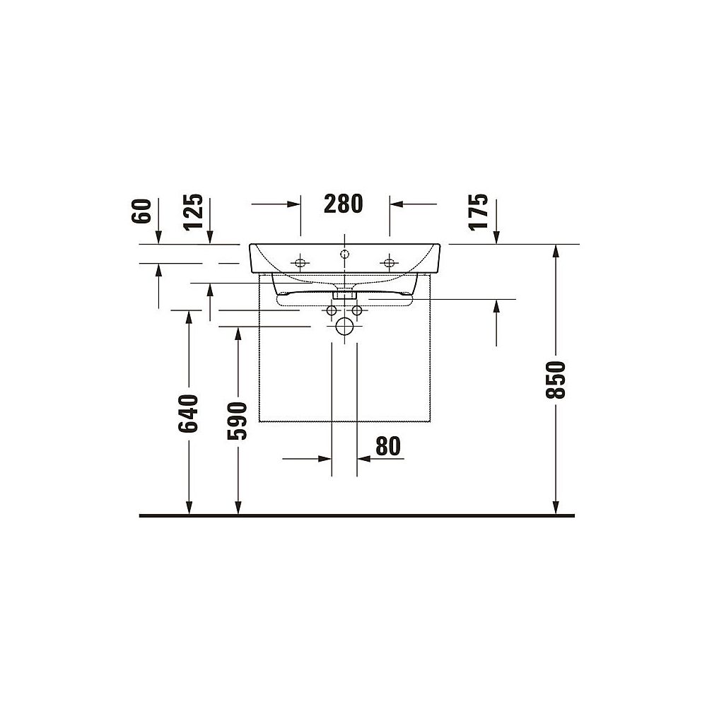 Duravit No.1 Waschtisch 460x600x173mm wandhäng., Weiß Hochglanz, Rechteckig, 1 Was... DURAVIT-2375600000 4063382180179 (Abb. 27)
