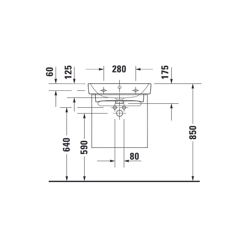 Duravit No.1 Waschtisch 460x550x175mm, Weiß Hochglanz, Rechteckig, 1 Waschplatz/HL... DURAVIT-2375550000 4063382180278 (Abb. 19)