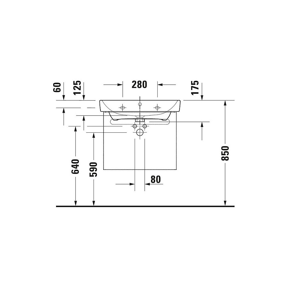 Duravit No.1 Waschtisch 460x650x175mm, Weiß Hochglanz, Rechteckig, 1 Waschplatz/HL... DURAVIT-2375650000 4063382180308 (Abb. 28)
