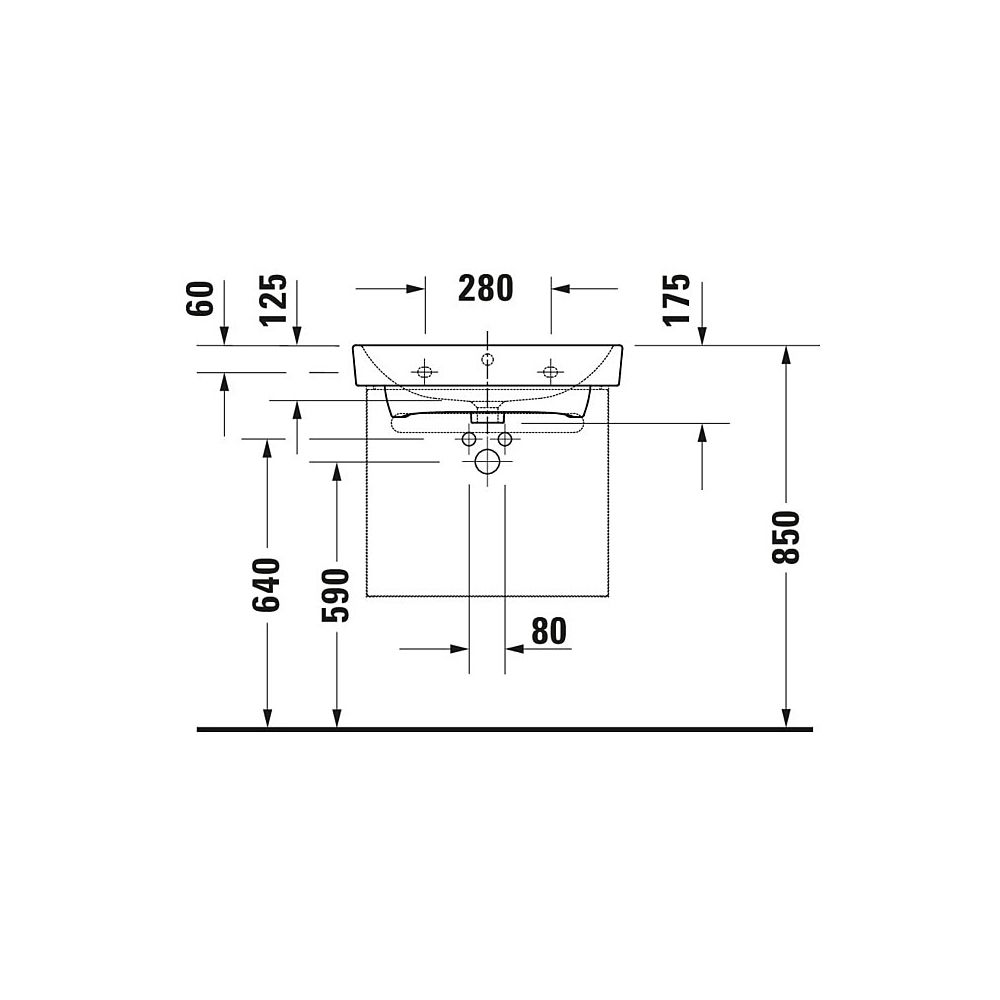 Duravit No.1 Waschtisch 460x600x173mm wandhäng., Weiß Hochglanz, Rechteckig, 1 Was... DURAVIT-2375600000 4063382180179 (Abb. 28)
