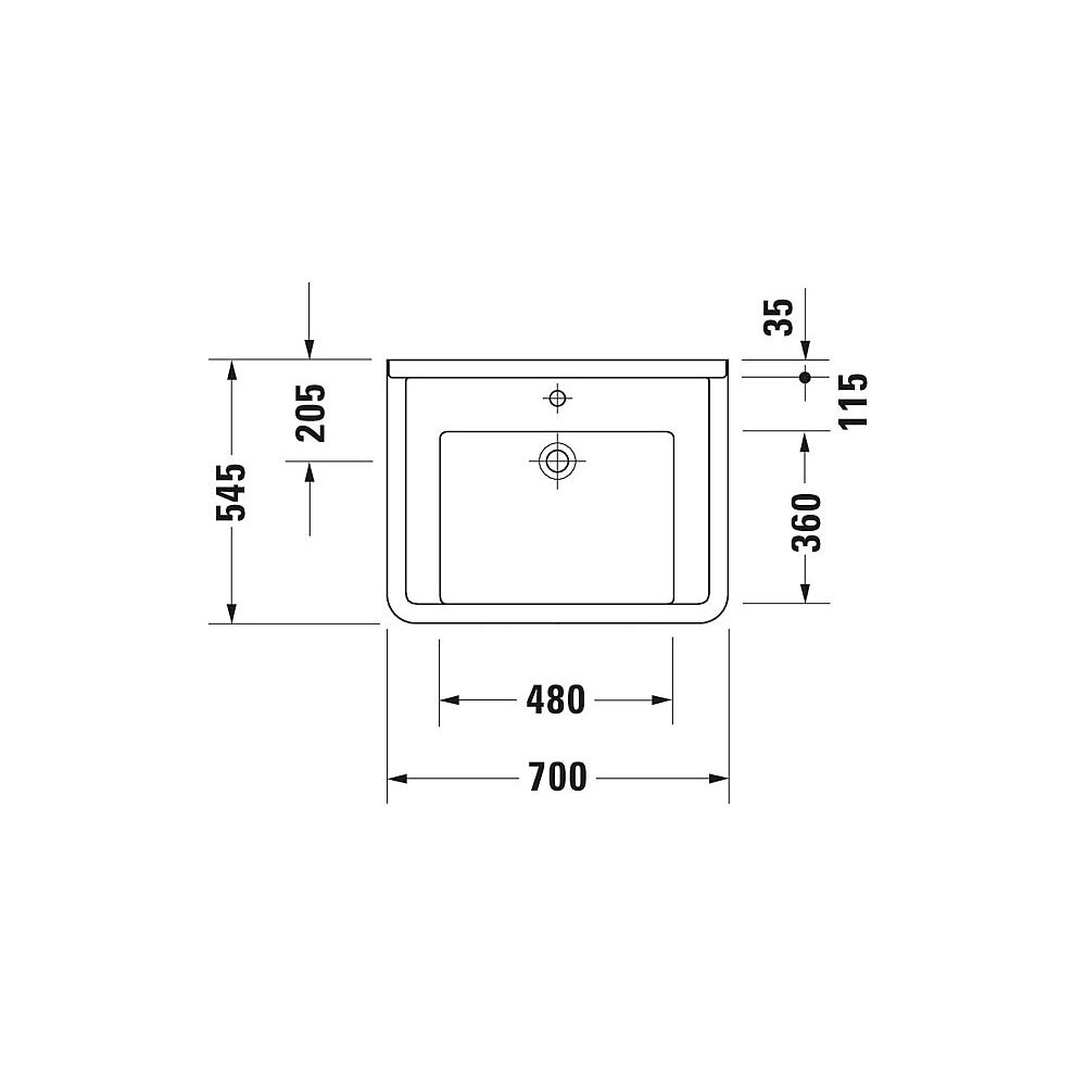Duravit Starck 3 Waschtisch 545x700x200mm wandh. Weiß Hochglanz, Rechteckig, Wonde... DURAVIT-03097000001 4021534258299 (Abb. 7)