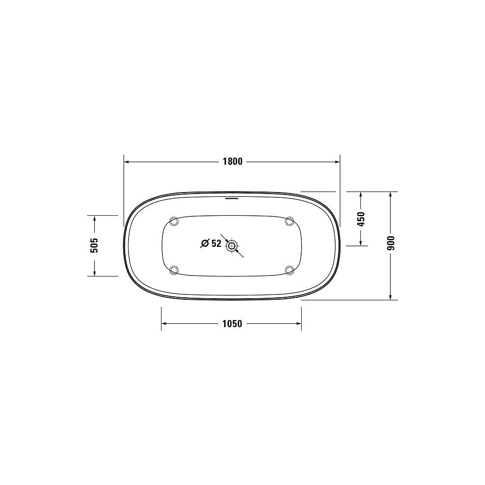 Duravit Zencha Badewanne 600x900x1800mm, 366l, Mattweiß, Oval, Freistehend, 2 ... DURAVIT-700463000000000 4063382792532 (Abb. 7)