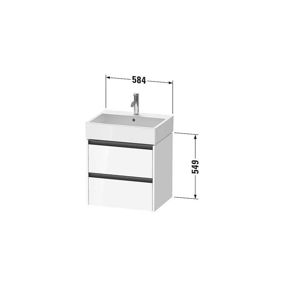 Duravit Ketho.2 Waschtischunterbau wandhäng. 460x584x549mm, Mattweiß, Griff An... DURAVIT-K25275018180000 4063382824271 (Abb. 2)