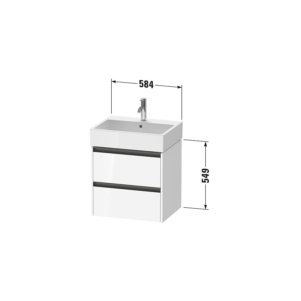 Duravit Ketho.2 Waschtischunterbau wandhäng. 460x584x549mm, Mattweiß, Griff An... DURAVIT-K25275018180000 4063382824271 (Abb. 3)