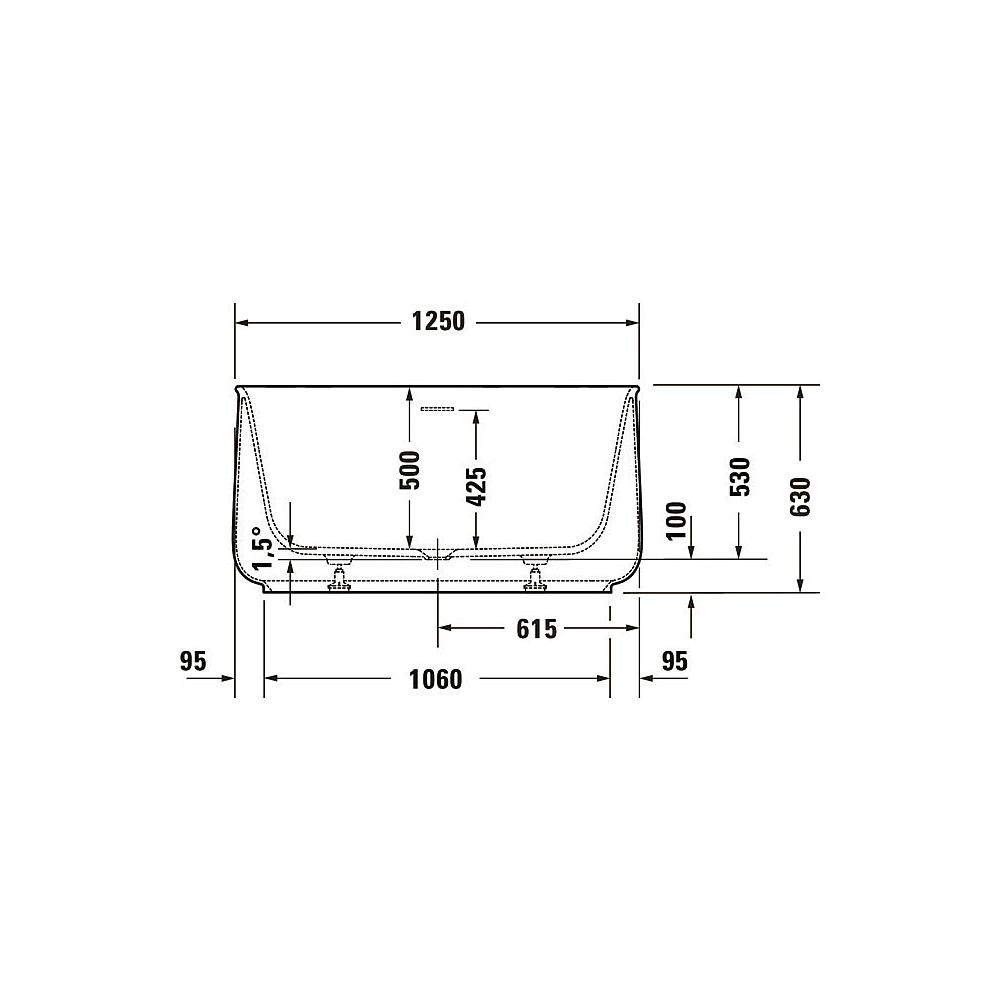 Duravit Zencha Badewanne 630x1250x1250mm, 401l, Mattweiß, Quadratisch, Freiste... DURAVIT-700464000000000 4063382792587 (Abb. 5)