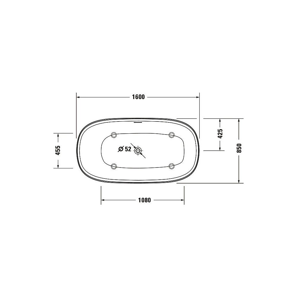 Duravit Zencha Badewanne 600x850x1600mm, 306l, Mattweiß, Oval, Freistehend, 1 ... DURAVIT-700462000000000 4063382792525 (Abb. 5)