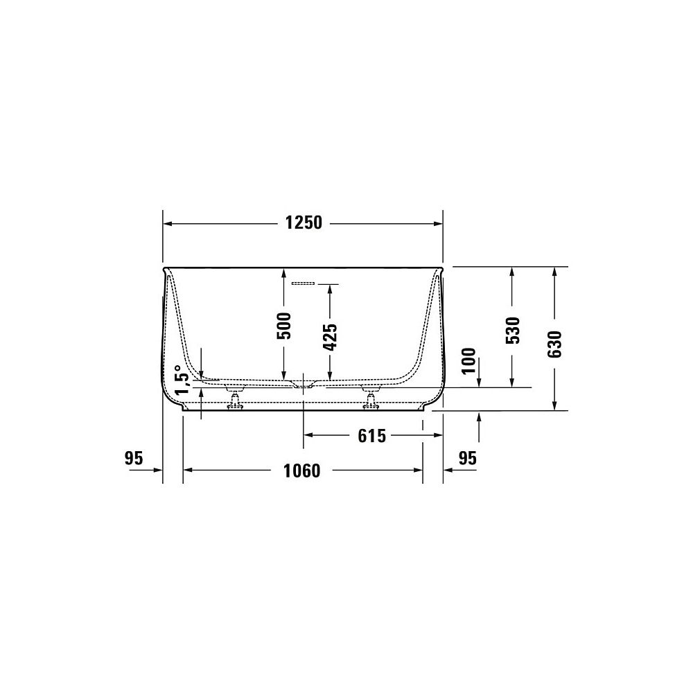 Duravit Zencha Badewanne 630x1250x1250mm, 401l, Mattweiß, Quadratisch, Freiste... DURAVIT-700464000000000 4063382792587 (Abb. 7)