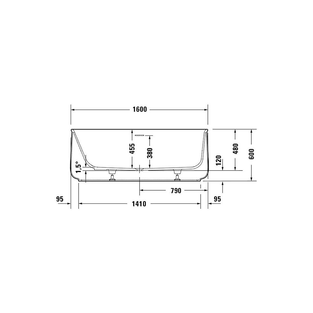 Duravit Zencha Badewanne 600x850x1600mm, 306l, Mattweiß, Oval, Freistehend, 1 ... DURAVIT-700462000000000 4063382792525 (Abb. 6)