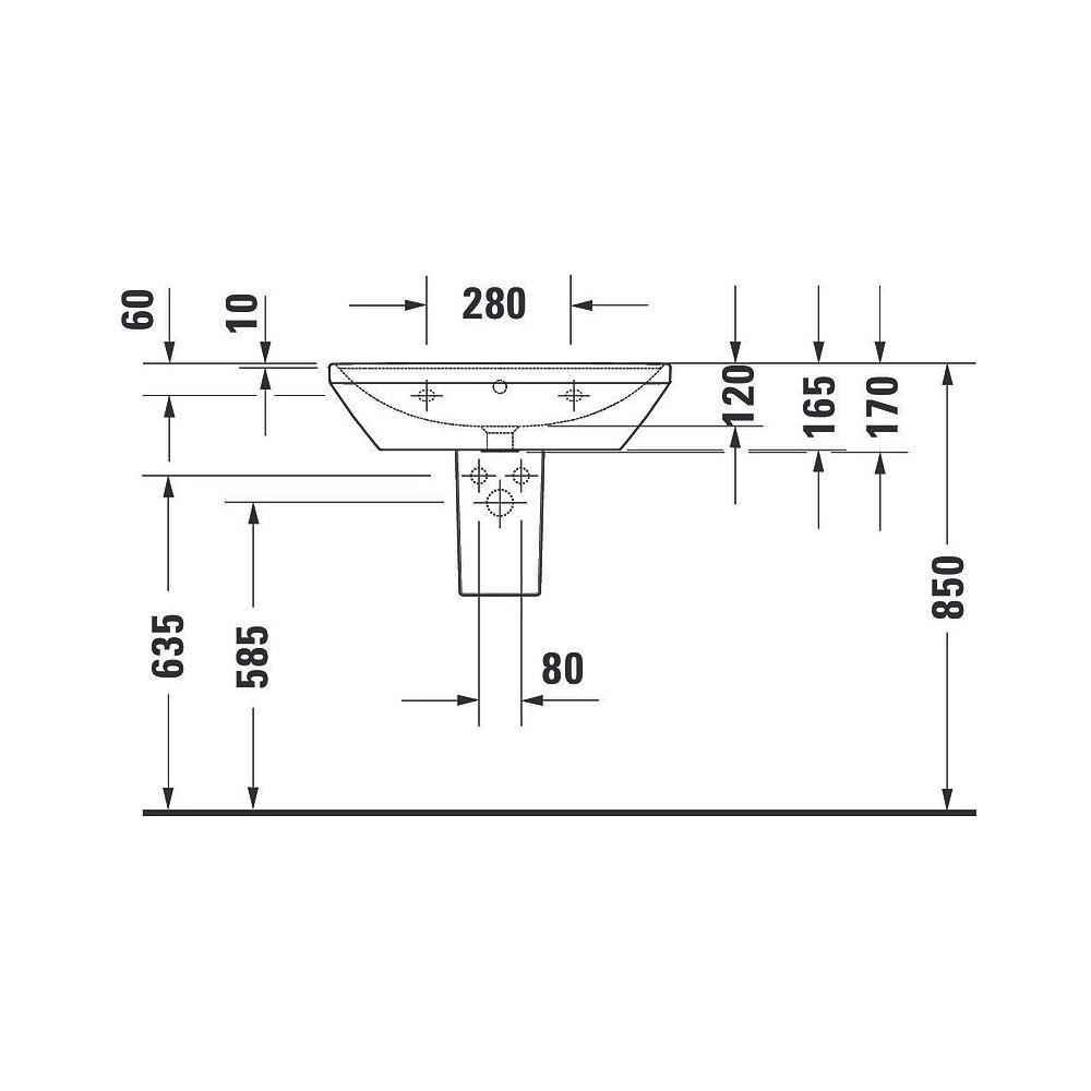 Duravit D-Neo Waschtisch 440x650x165mm wandhäng., Weiß Hochglanz, Rechteckig, 1 Wa... DURAVIT-2366650000 4063382016607 (Abb. 13)