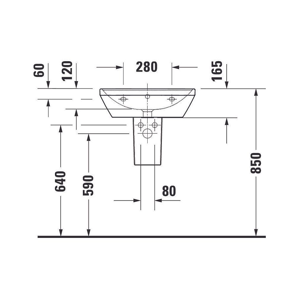 Duravit D-Neo Waschtisch 440x550x165mm wandhäng., Weiß Hochglanz, Rechteckig, 1 Wa... DURAVIT-2366550000 4063382016287 (Abb. 16)