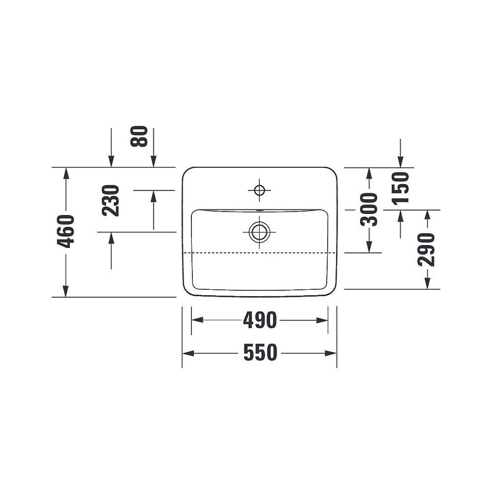 Duravit No.1 Halbeinbauwaschtisch 460x550x170mm, Weiß Hochglanz, 1 HL, mit Überlau... DURAVIT-03765500002 4063382180452 (Abb. 4)