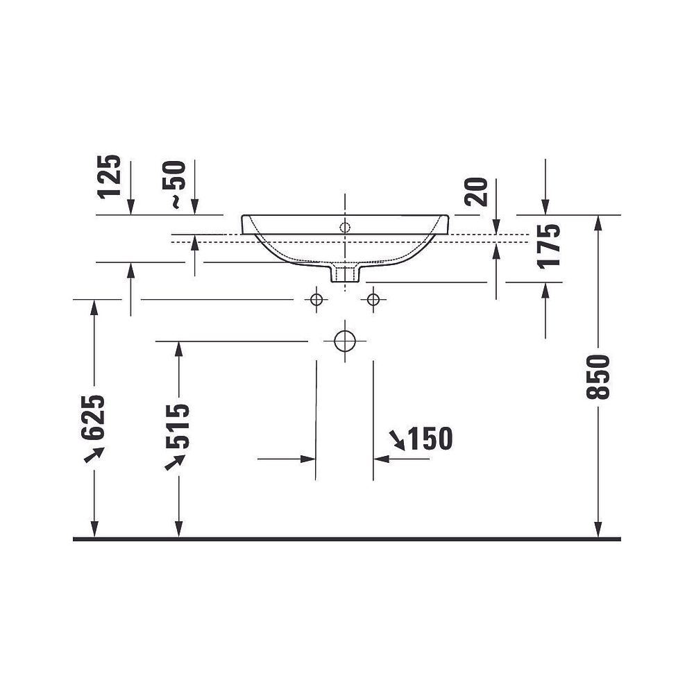 Duravit No.1 Einbauwaschtisch 435x550x175mm, Weiß Hochglanz, mit HLB/Überlauf, 1 H... DURAVIT-03555500272 4063382180322 (Abb. 2)