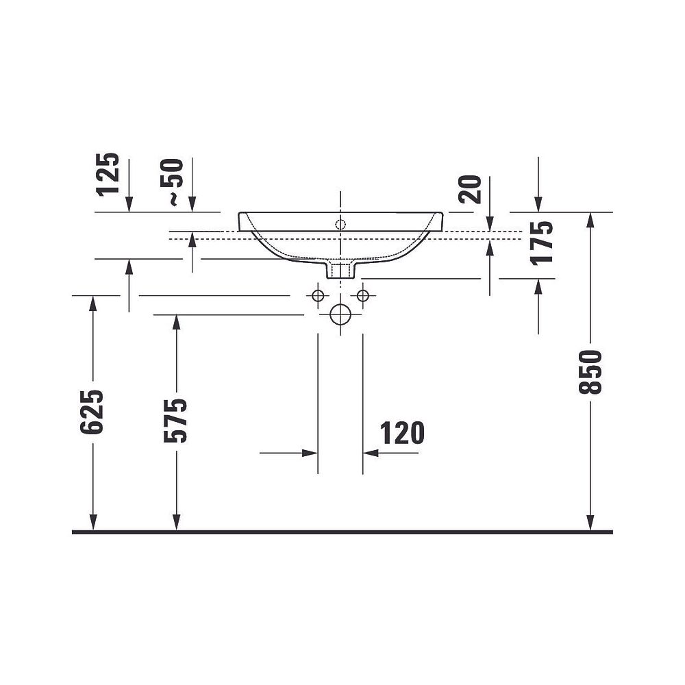 Duravit No.1 Einbauwaschtisch 435x550x175mm, Weiß Hochglanz, mit HLB/Überlauf, 1 H... DURAVIT-03555500272 4063382180322 (Abb. 3)