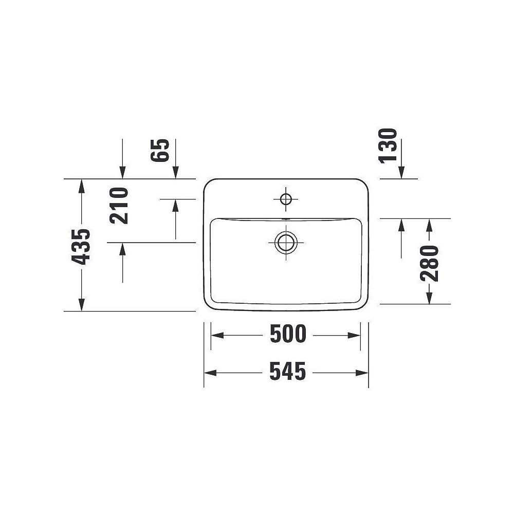 Duravit No.1 Einbauwaschtisch 435x550x175mm, Weiß Hochglanz, mit HLB/Überlauf, 1 H... DURAVIT-03555500272 4063382180322 (Abb. 4)