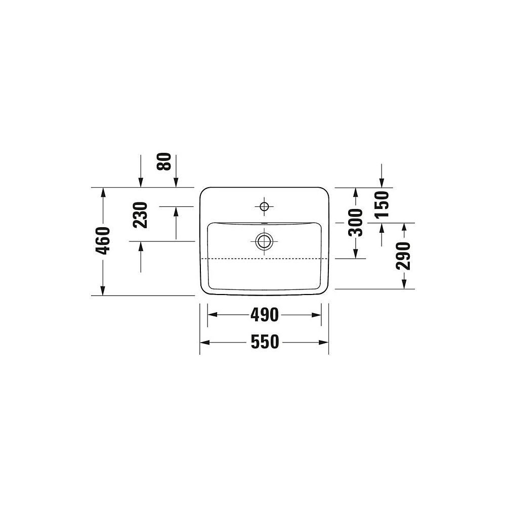 Duravit No.1 Halbeinbauwaschtisch 460x550x170mm, Weiß Hochglanz, 1 HL, mit Überlau... DURAVIT-03765500002 4063382180452 (Abb. 7)