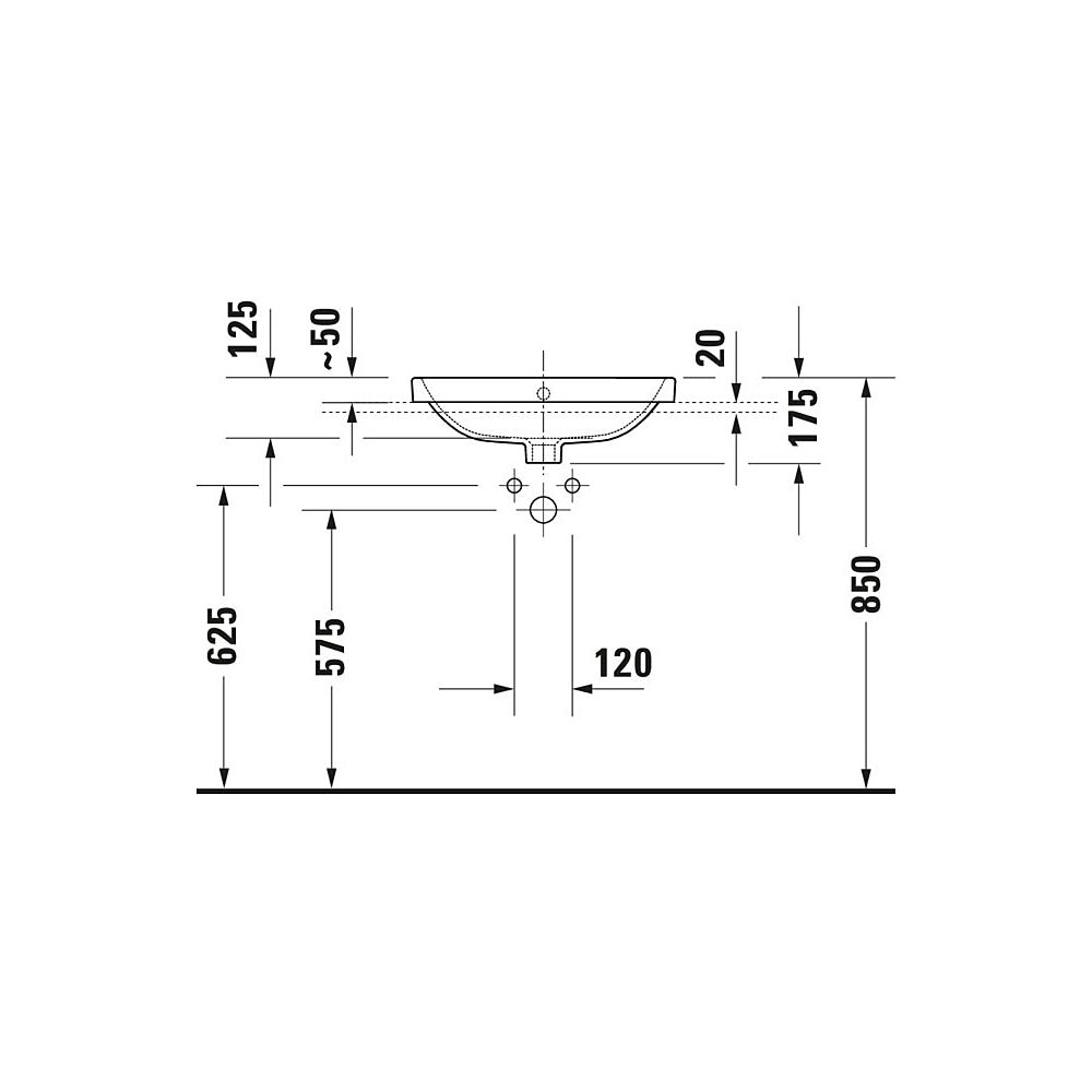 Duravit No.1 Einbauwaschtisch 435x550x175mm, Weiß Hochglanz, mit HLB/Überlauf, 1 H... DURAVIT-03555500272 4063382180322 (Abb. 6)