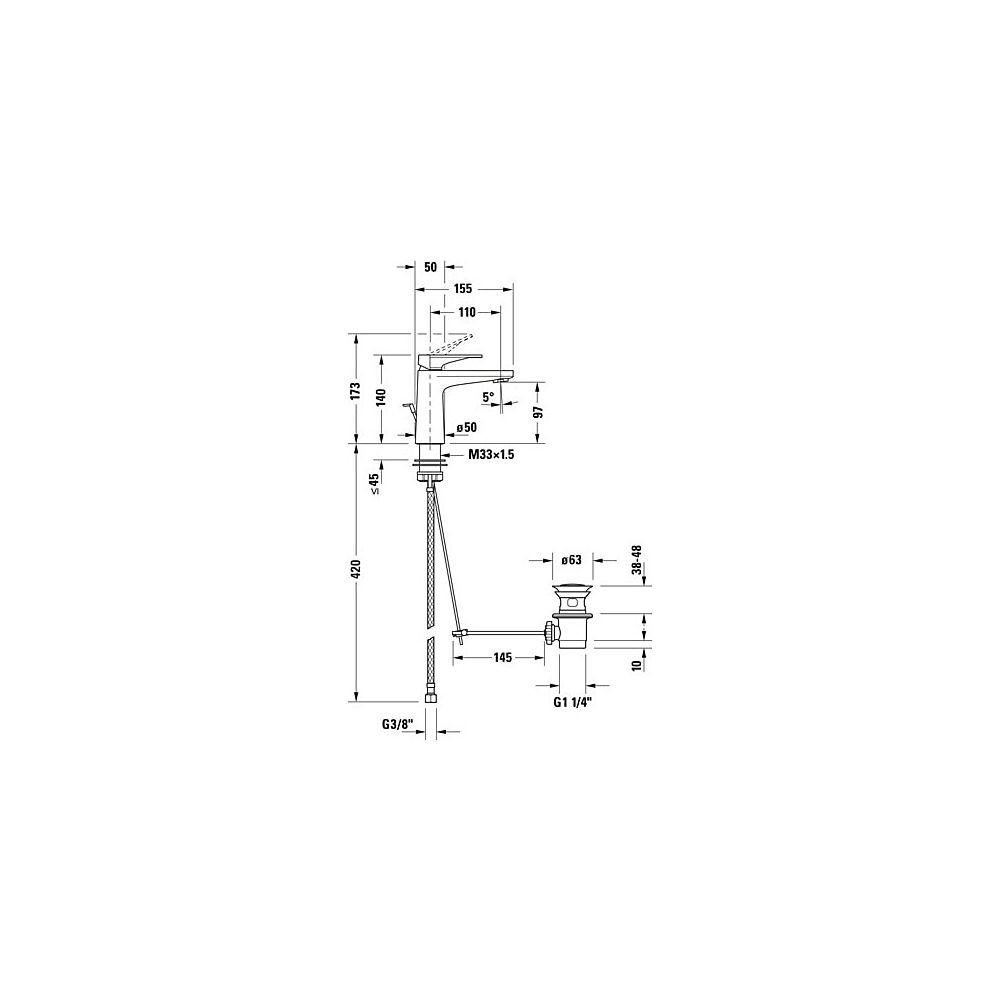 Duravit Tulum by Starck Einhebel-Waschtischmischer S, Chrom, 5l/min, mit Garnitur... DURAVIT-TU1010001010 4063382961013 (Abb. 6)