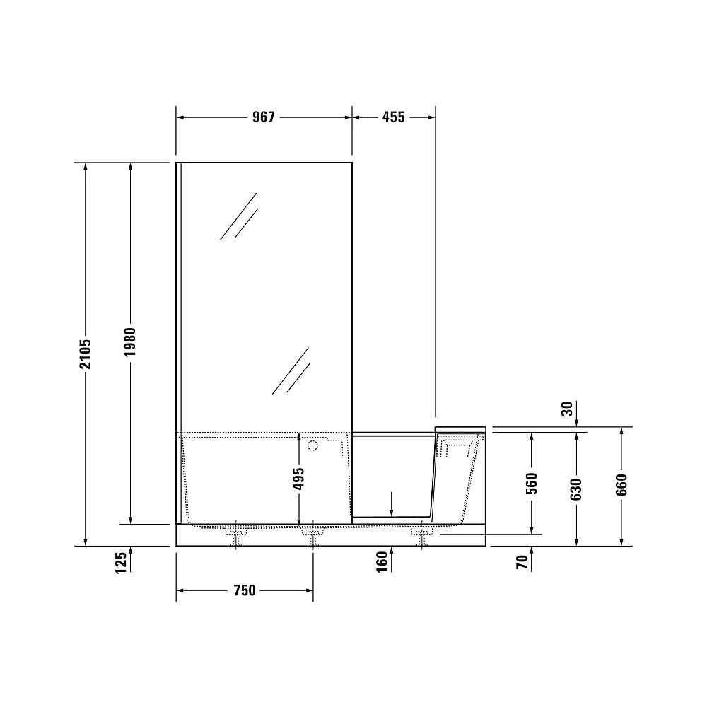 Duravit Shower and Bath Badewanne510x750x1700mm, 285l, Mattweiß, Rechteckig, N... DURAVIT-700454000000000 4053424917481 (Abb. 5)