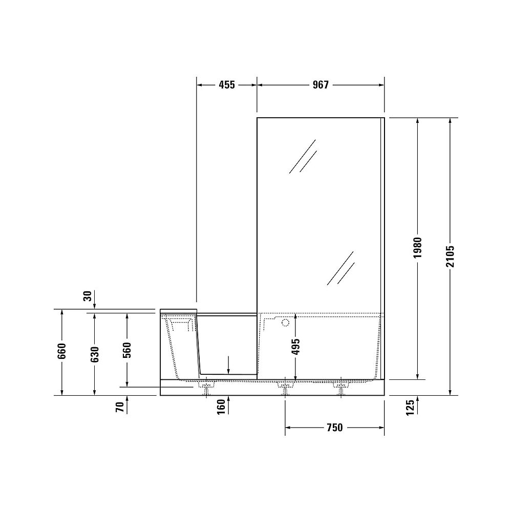 Duravit Shower and Bath Badewanne510x750x1700mm, 285l, Mattweiß, Rechteckig, N... DURAVIT-700455000000000 4053424917504 (Abb. 6)