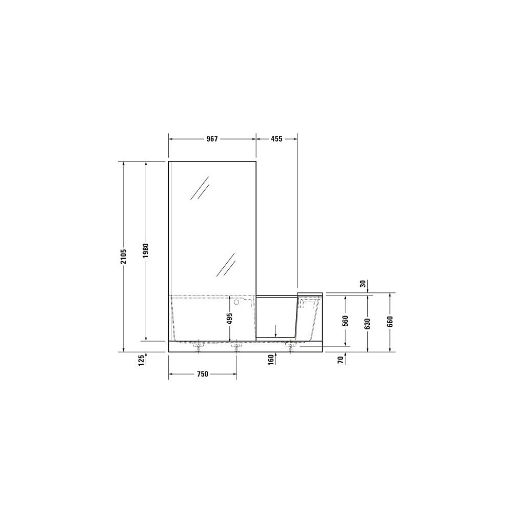 Duravit Shower and Bath Badewanne510x750x1700mm, 285l, Mattweiß, Rechteckig, N... DURAVIT-700454000000000 4053424917481 (Abb. 6)