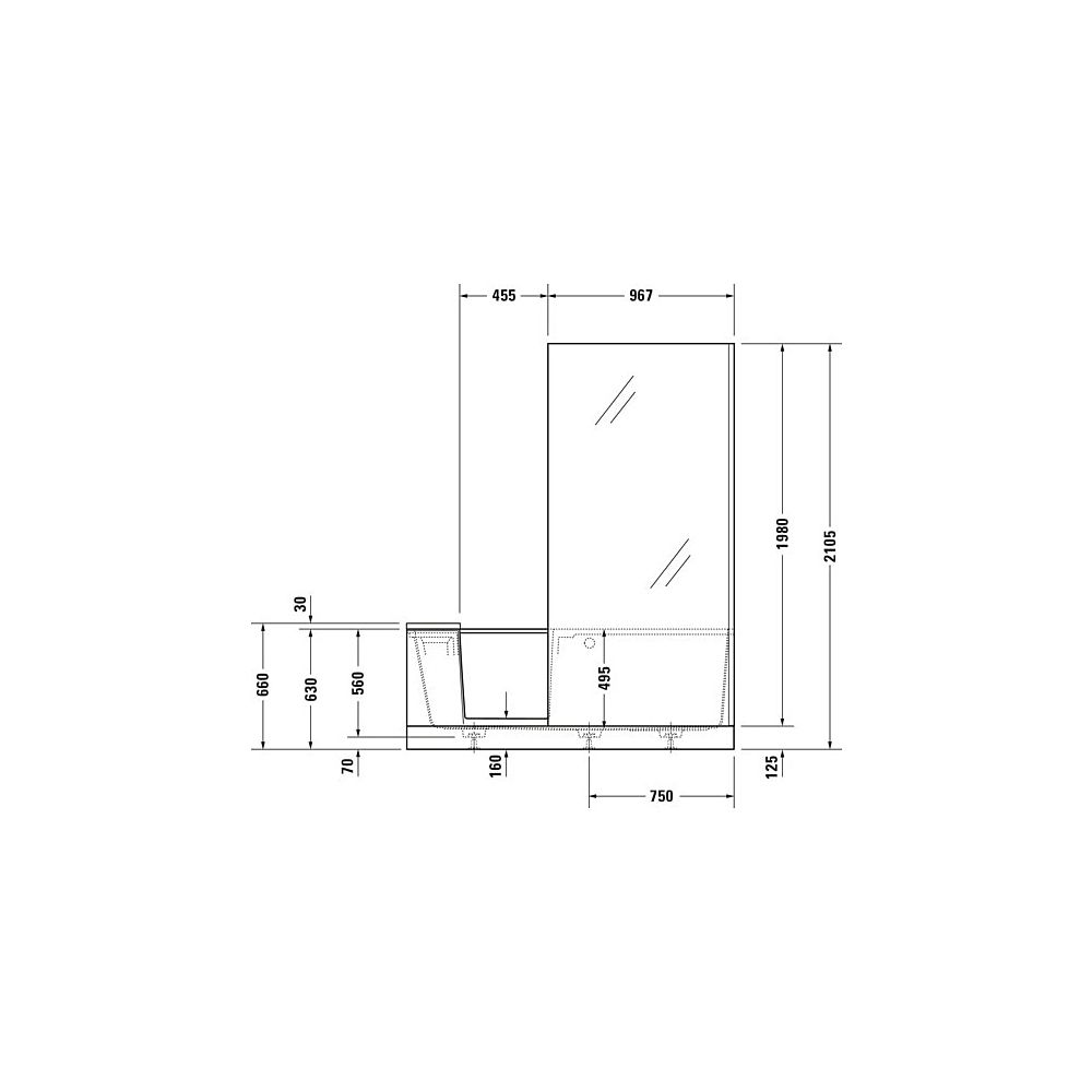 Duravit Shower and Bath Badewanne510x750x1700mm, 285l, Mattweiß, Rechteckig, N... DURAVIT-700455000000000 4053424917504 (Abb. 7)