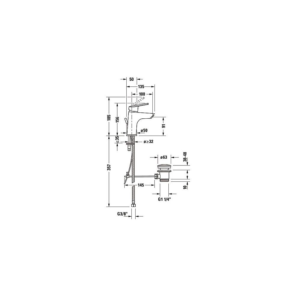Duravit No.1 Einhebel-Waschtischmischer S, Chrom, 5l/min, Hebelgriff, mit Garnitu... DURAVIT-N11010001010 4067116994827 (Abb. 3)