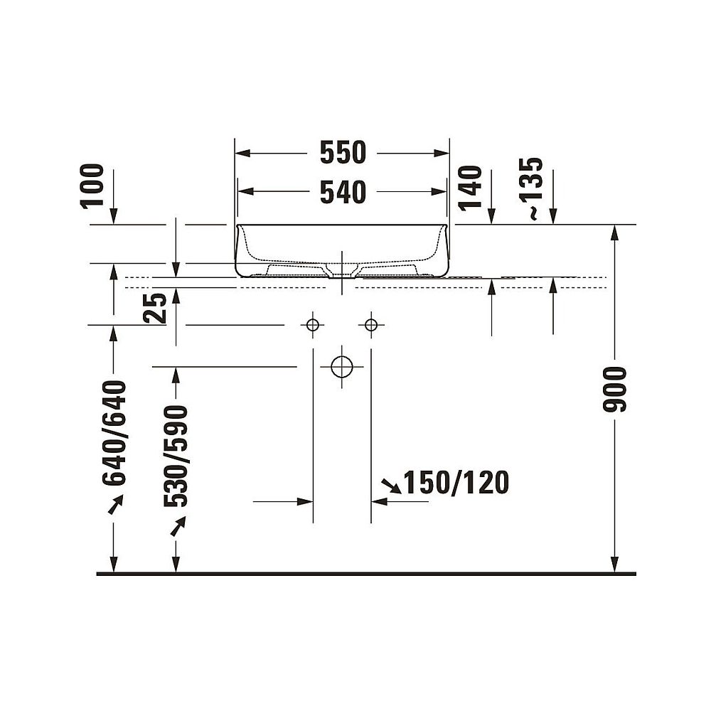 Duravit Zencha Aufsatzbecken 550mm, Grau Seidenmatt, WonderGliss, DuraCeram, Recht... DURAVIT-23735567791 4063382175151 (Abb. 6)