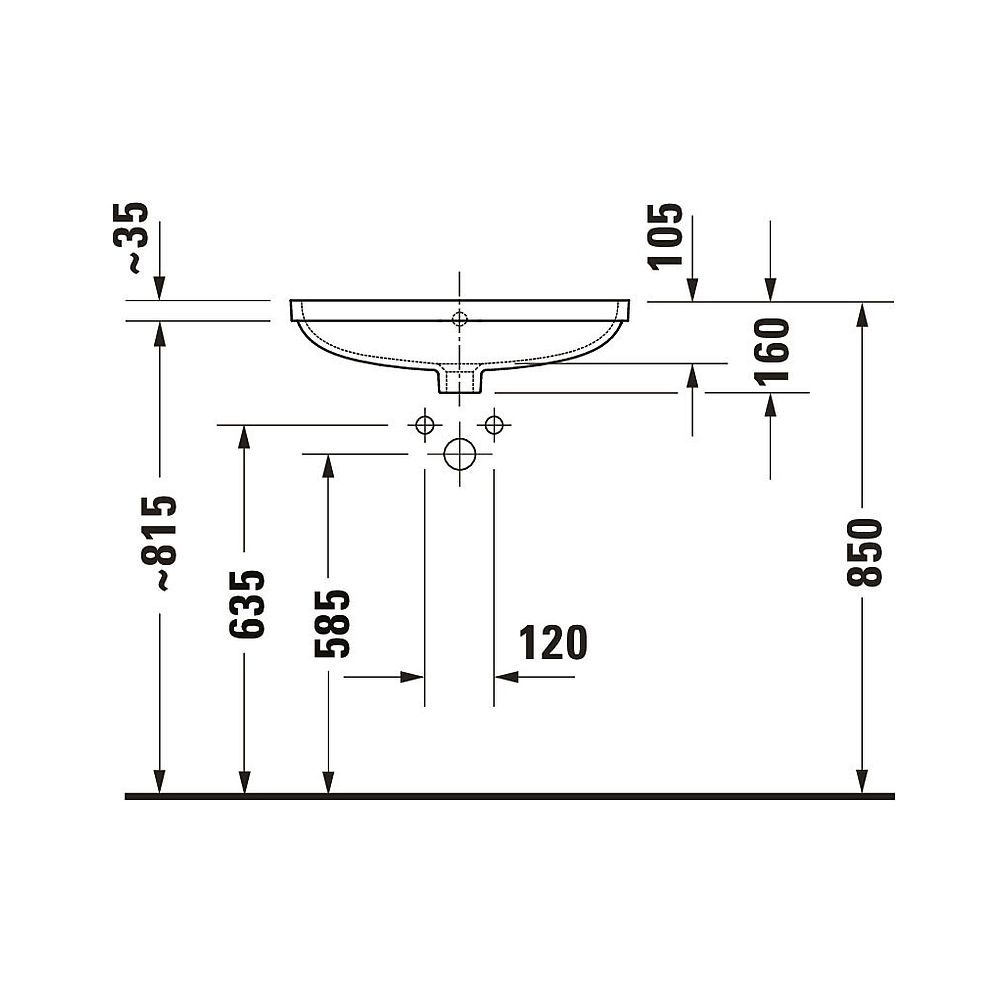 Duravit No.1 Einbauwaschtisch 400x550x160mm, Weiß Hochglanz, ohne HLB, mit Überlau... DURAVIT-03955500282 4063382182746 (Abb. 2)