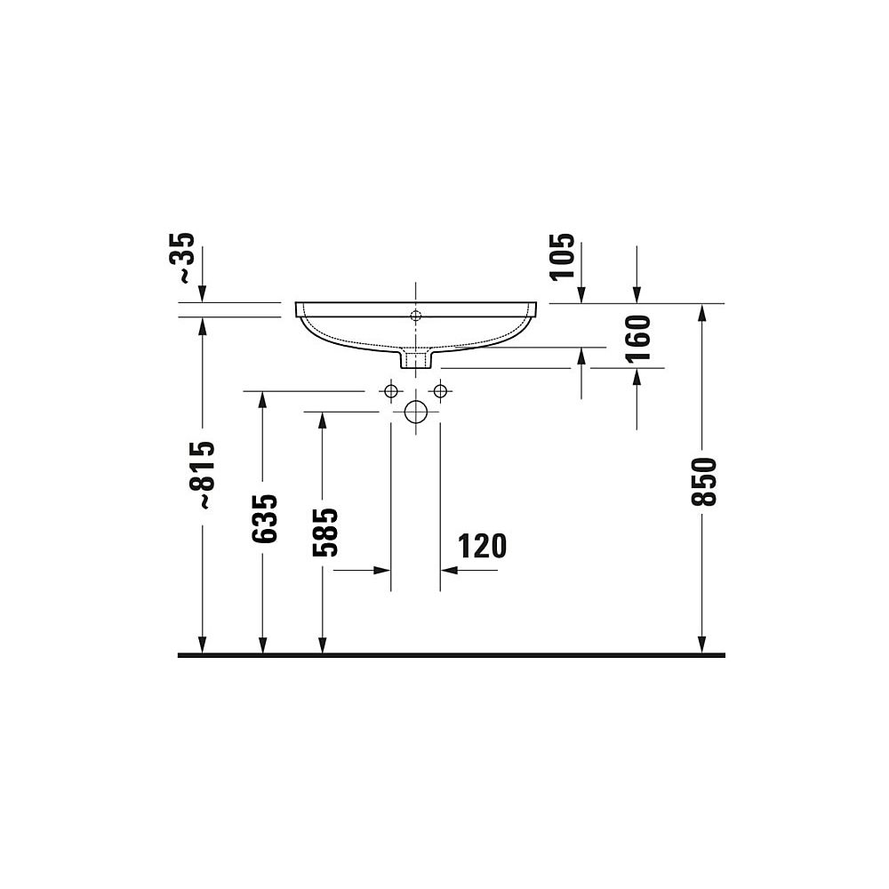Duravit No.1 Einbauwaschtisch 400x550x160mm, Weiß Hochglanz, ohne HLB, mit Überlau... DURAVIT-03955500282 4063382182746 (Abb. 4)