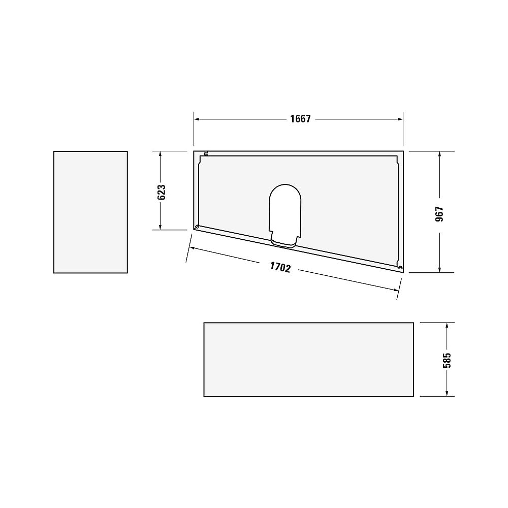 Duravit No.1 Wannenträger, Trapezförmig, gerade Seitenwand, 1700x1000mm, Ecke ... DURAVIT-792438000000000 4063382316950 (Abb. 2)