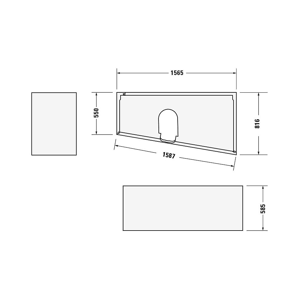 Duravit No.1 Wannenträger, Trapezförmig, gerade Seitenwand, 1600x850mm, Ecke R... DURAVIT-792436000000000 4063382316936 (Abb. 2)