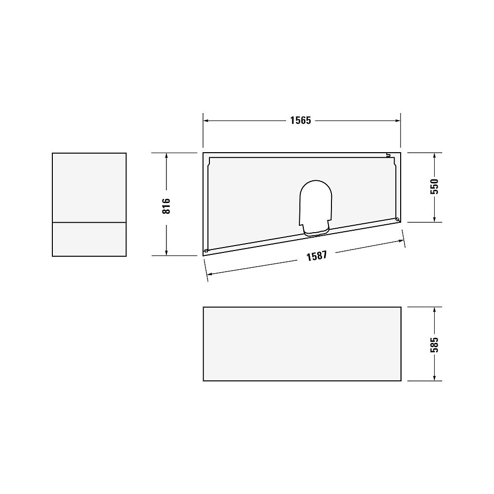 Duravit No.1 Wannenträger, Trapezförmig, gerade Seitenwand, 1600x850mm, Ecke L... DURAVIT-792435000000000 4063382316929 (Abb. 2)