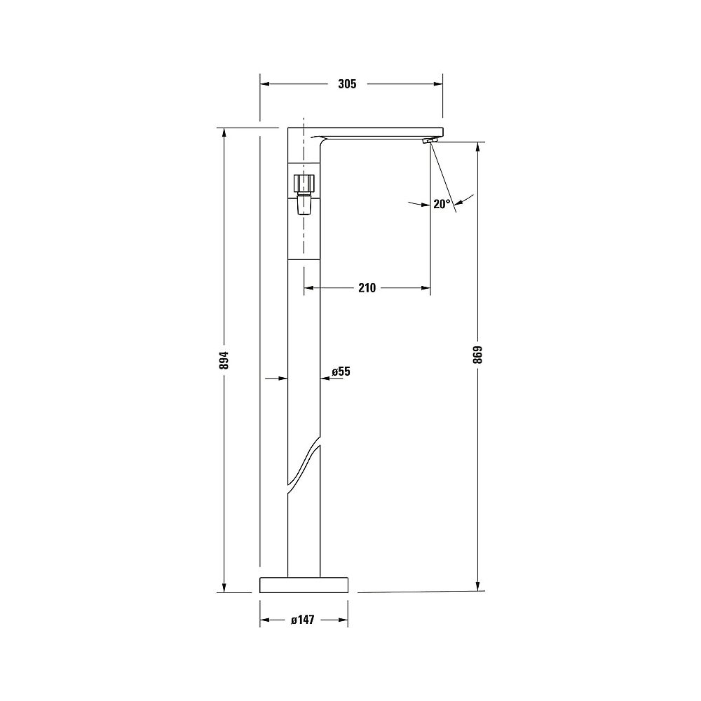 Duravit D-Neo Einhebel-Wannenmischer bodenstehend, Chrom, Höhe 894mm, mit Brauseh... DURAVIT-DE5250000010 4067116987669 (Abb. 6)