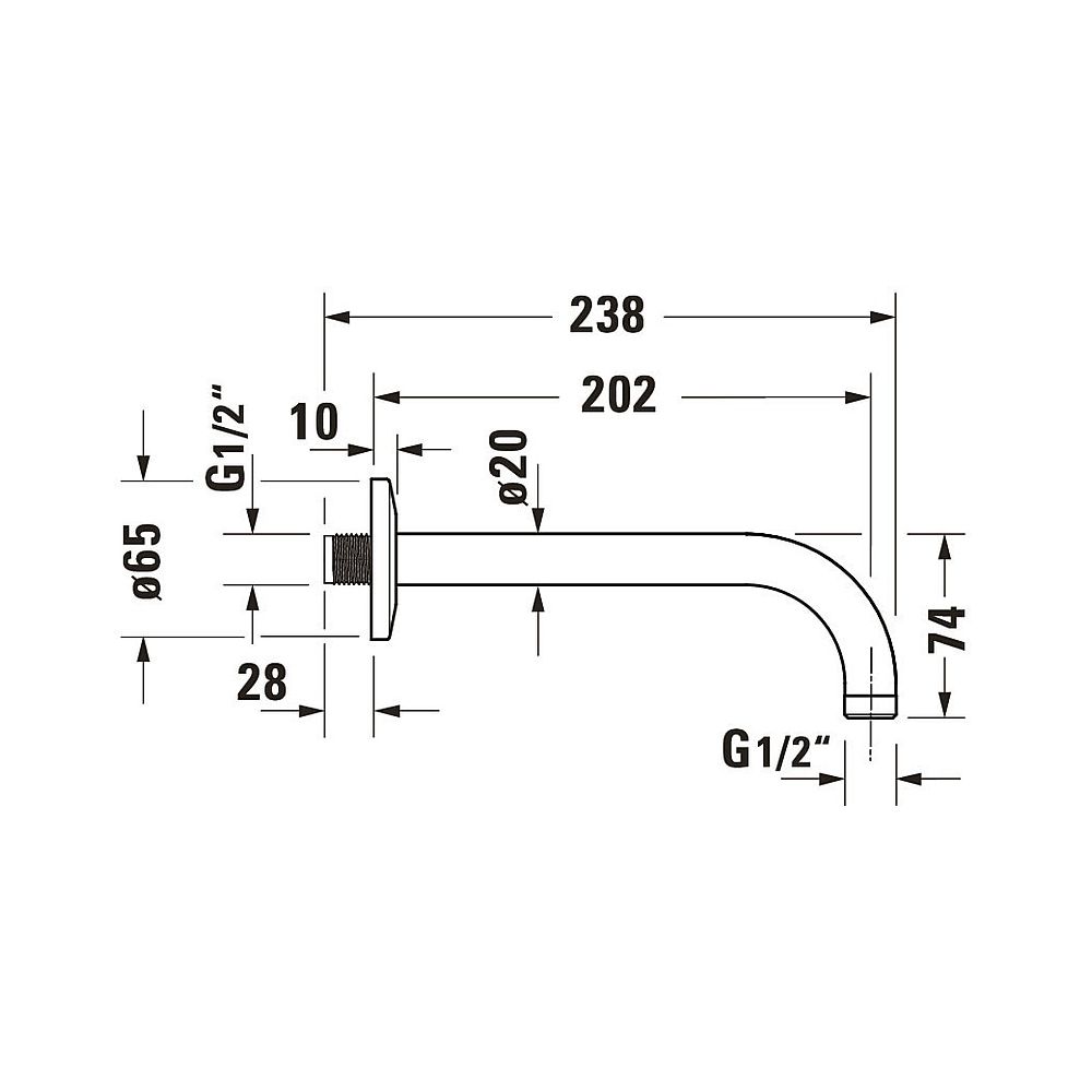 Duravit Brausearm Länge 210mm Wandmontage Rosette rund, Chrom Hochglanz... DURAVIT-UV0670027010 4063382938336 (Abb. 6)