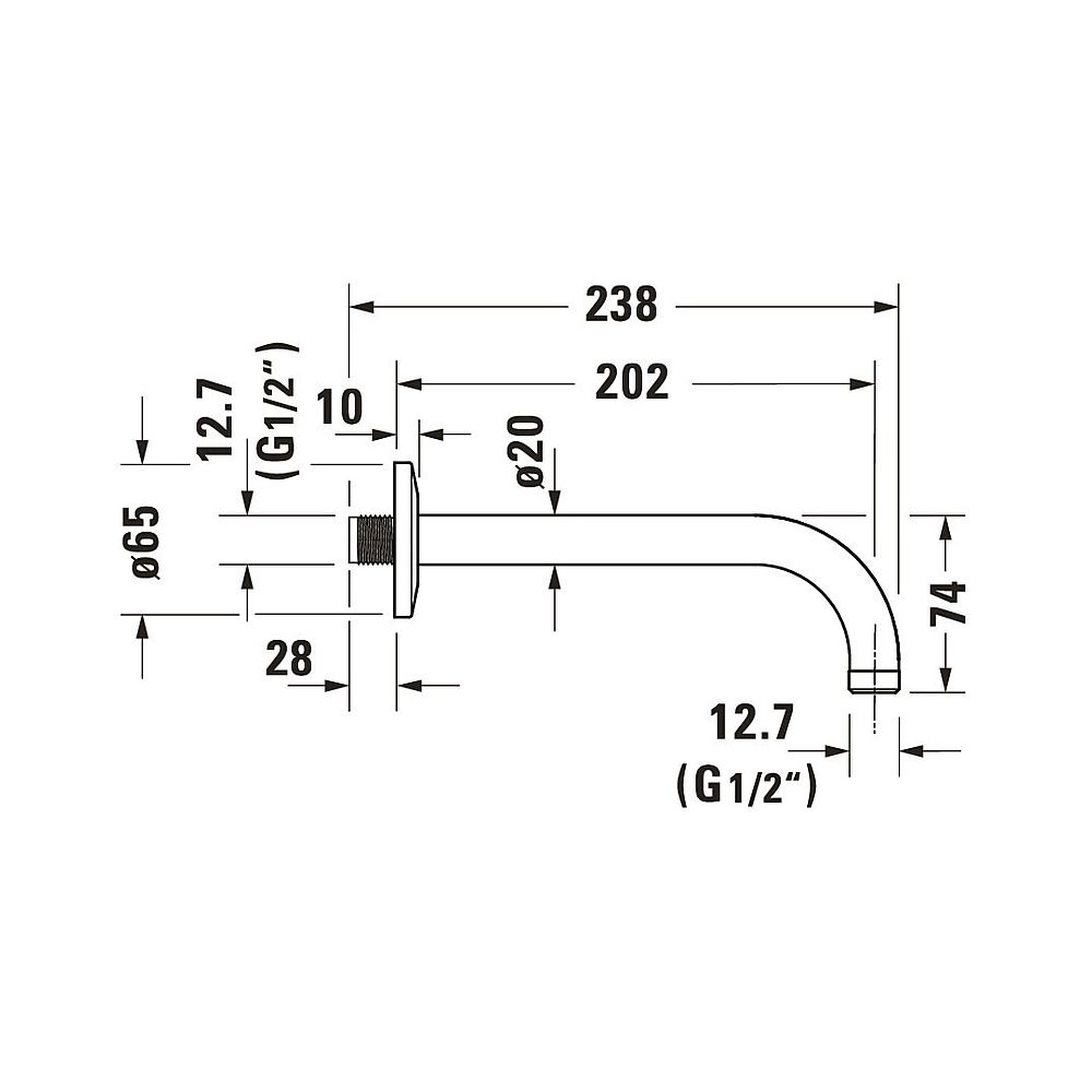 Duravit Brausearm Länge 210mm Wandmontage Rosette rund, Chrom Hochglanz... DURAVIT-UV0670027010 4063382938336 (Abb. 7)