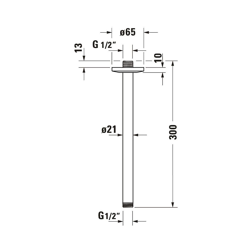 Duravit Brausearm Länge 300mm Deckemontage Rosette rund, Chrom Hochglanz... DURAVIT-UV0670026010 4063382938312 (Abb. 4)