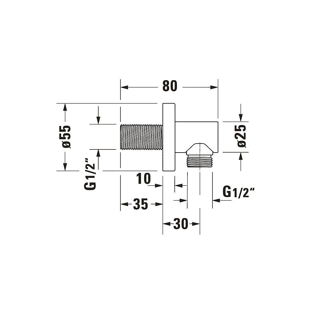 Duravit Wandanschlussbogen 55x80mm, Rund, Chrom, Rosette rund, Rückflussverhinder... DURAVIT-UV0630008010 4063382938138 (Abb. 7)
