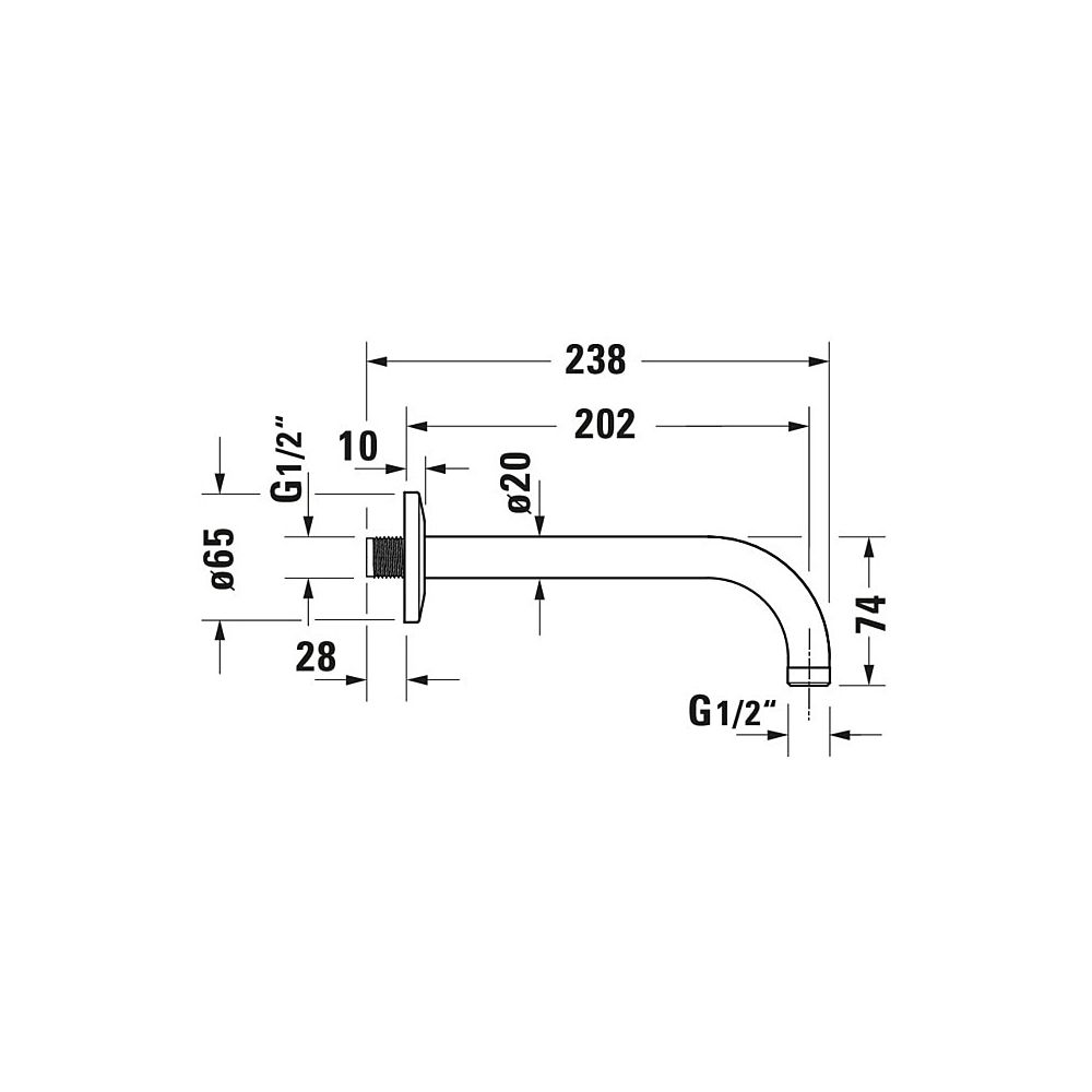 Duravit Brausearm Länge 210mm Wandmontage Rosette rund, Chrom Hochglanz... DURAVIT-UV0670027010 4063382938336 (Abb. 9)