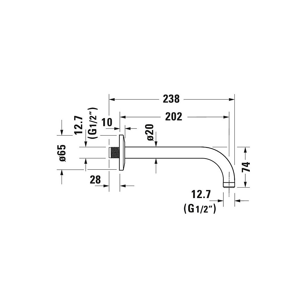 Duravit Brausearm Länge 210mm Wandmontage Rosette rund, Chrom Hochglanz... DURAVIT-UV0670027010 4063382938336 (Abb. 10)