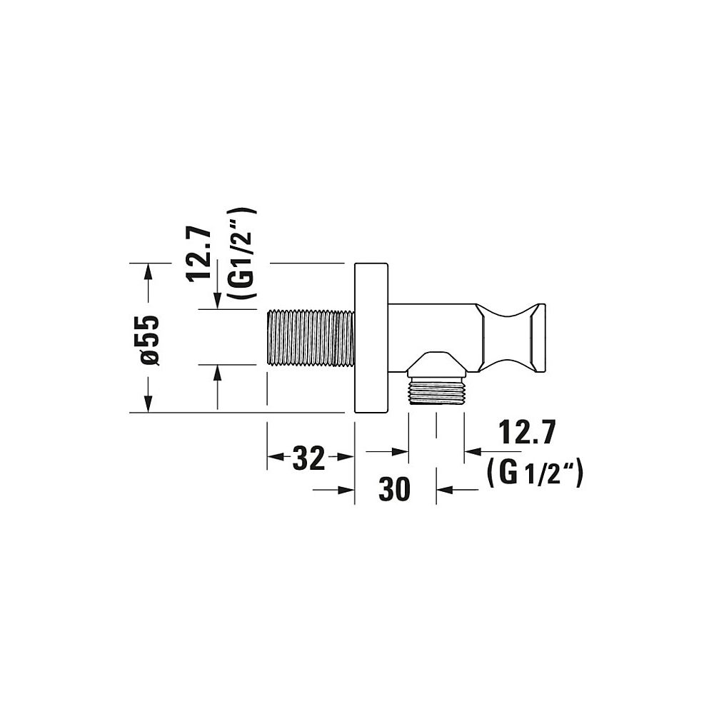Duravit Wandanschlussbogen 55x102mm, Rund, Chrom, Rosette rund, Rückflussverhind... DURAVIT-UV0630009010 4063382938152 (Abb. 11)