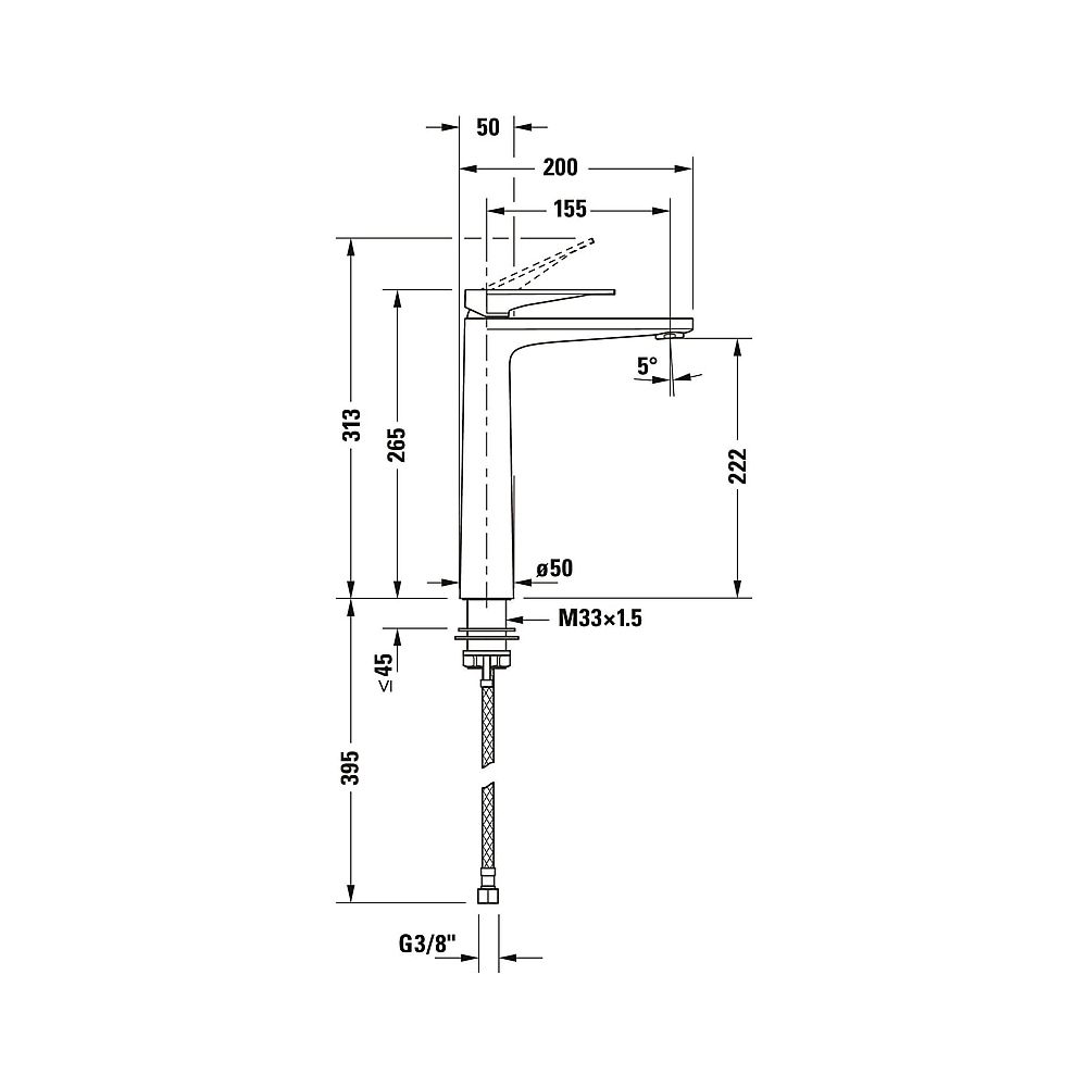 Duravit Tulum by Starck Einhebel-Waschtischmischer XL, Mattschwarz, 5l/min, Hebel... DURAVIT-TU1040002046 4063382961358 (Abb. 7)